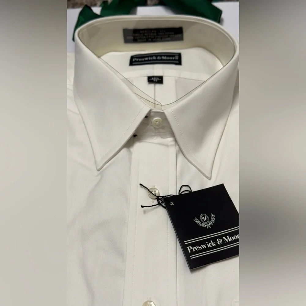 Preswick & Moore Men's Cream Dress Shirt with Point Collar - Picture 2 of 6